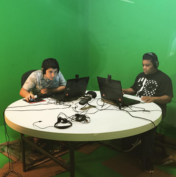 Podcasting in C4K's greenroom (photo courtesy of instagram.com/c4kclubhouse) 